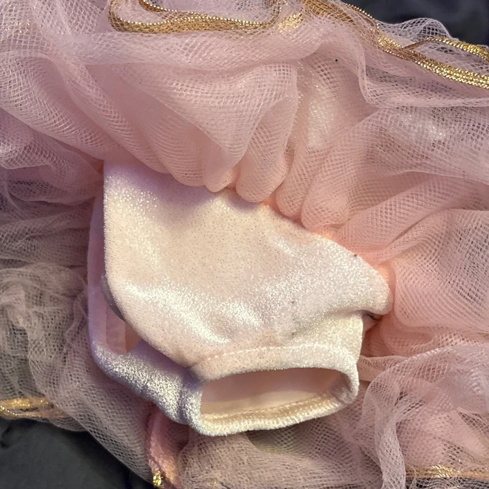 American Girl Bitty Baby Pink Gold Tulle Tutu Ballerina Dress 15